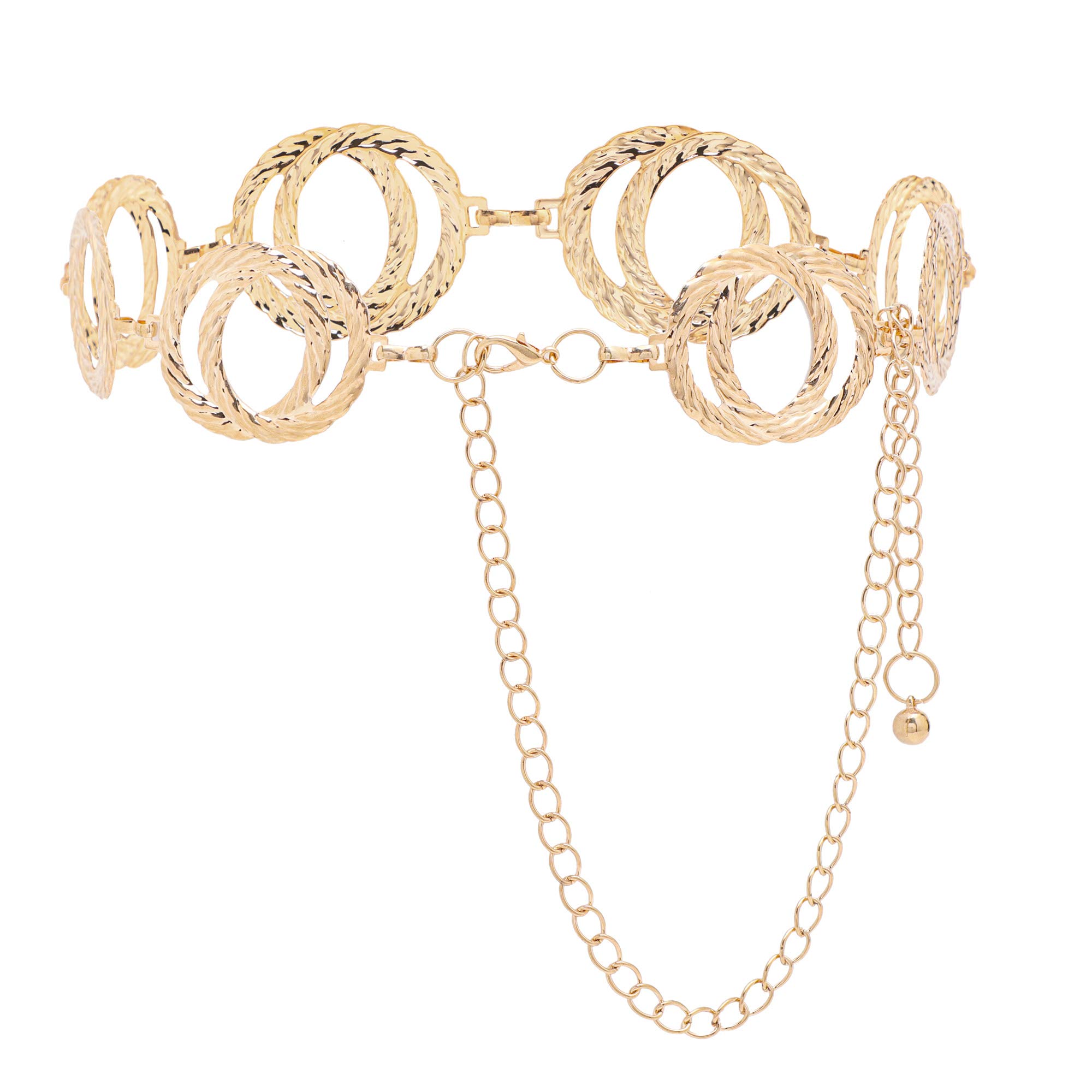 Women Metal Waist Chain Belt Gold Body Link Belts for Dress