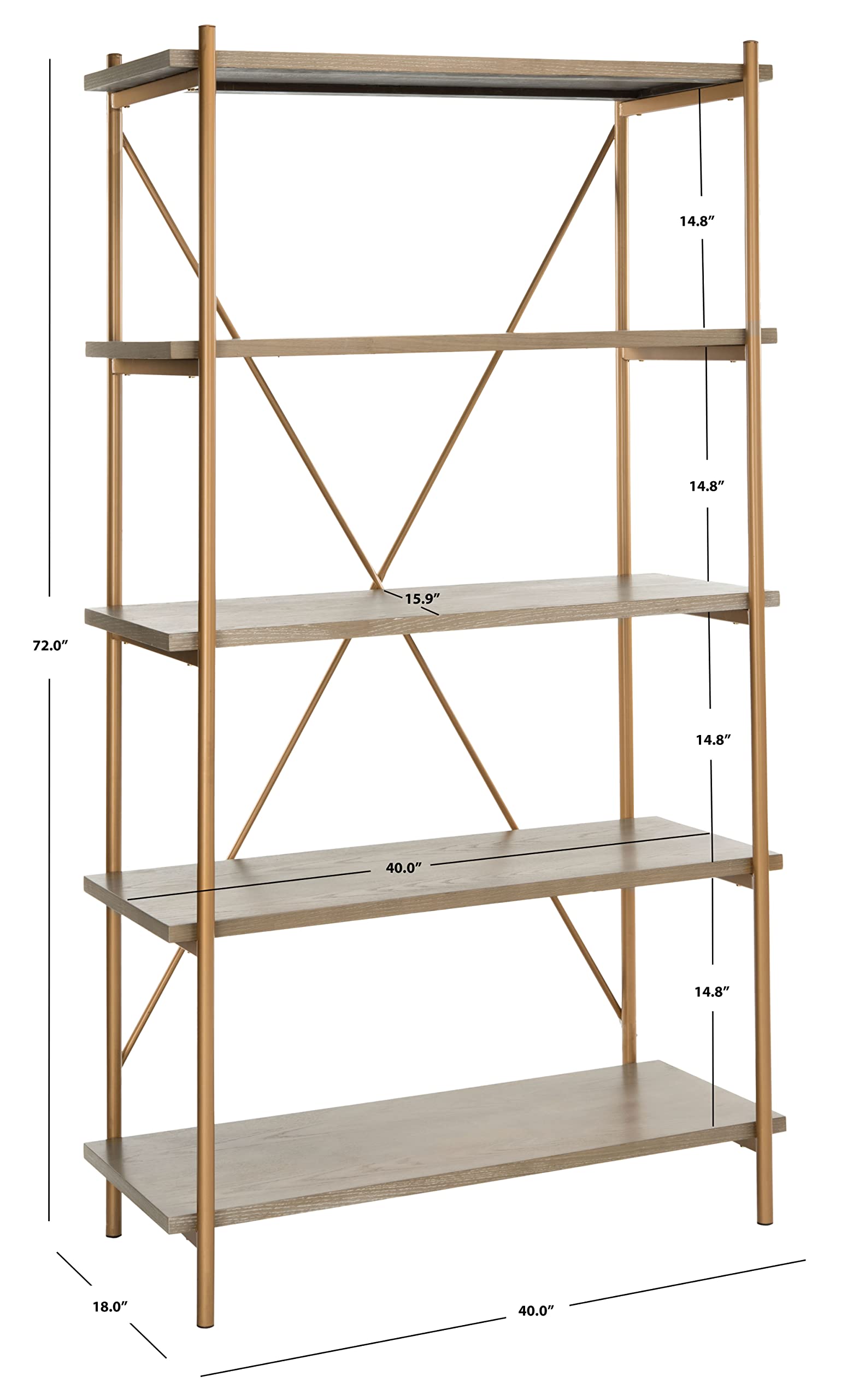 Safavieh Home Collection Rigby Etagere a 5 ripiani, rovere rustico/oro