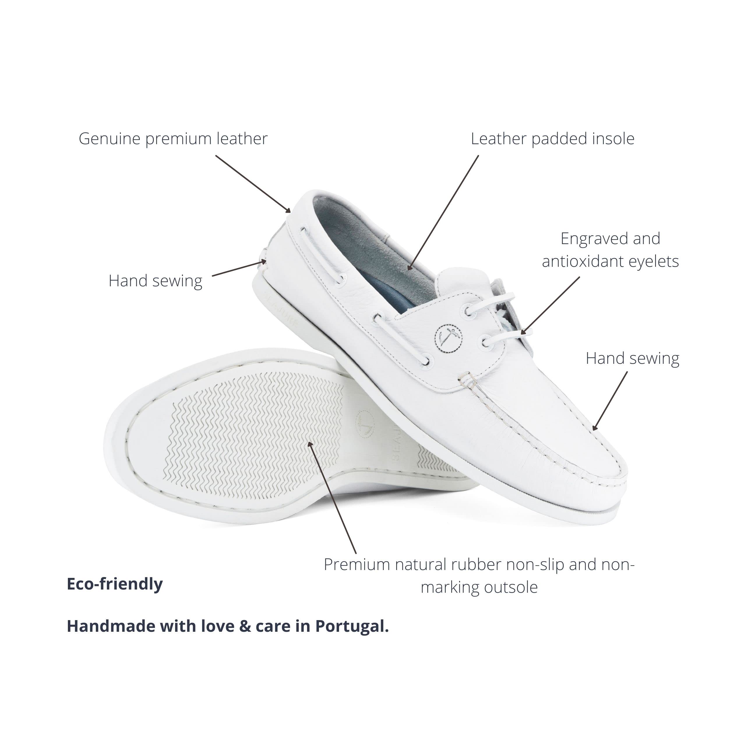 Seajure Chaussures Bateau pour Femme Knude Blanc Leather