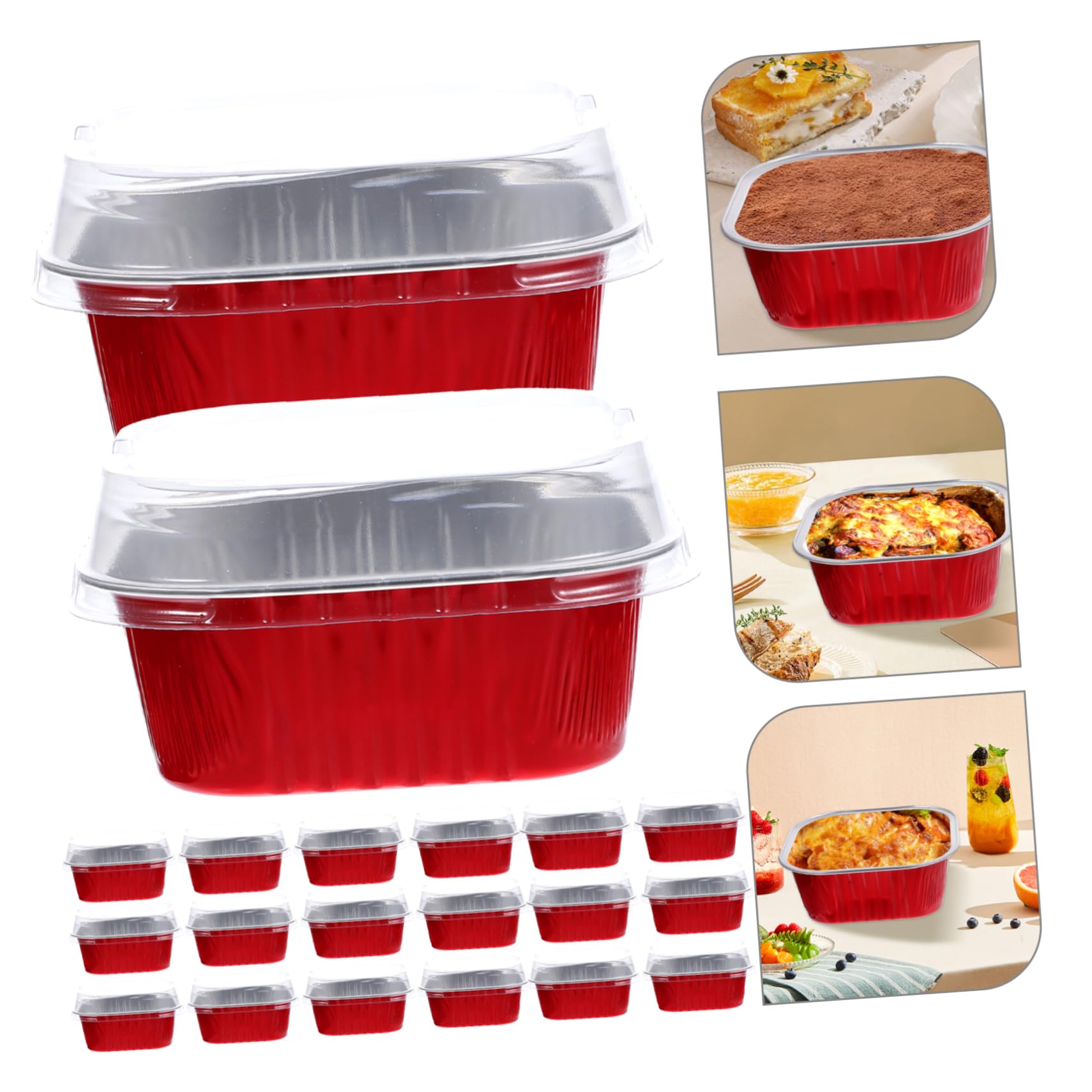 Scatole per Dolci Resistenti al Microonde 40 Set 300ml in Alluminio Coperchio Impilabili per Picnic e Feste