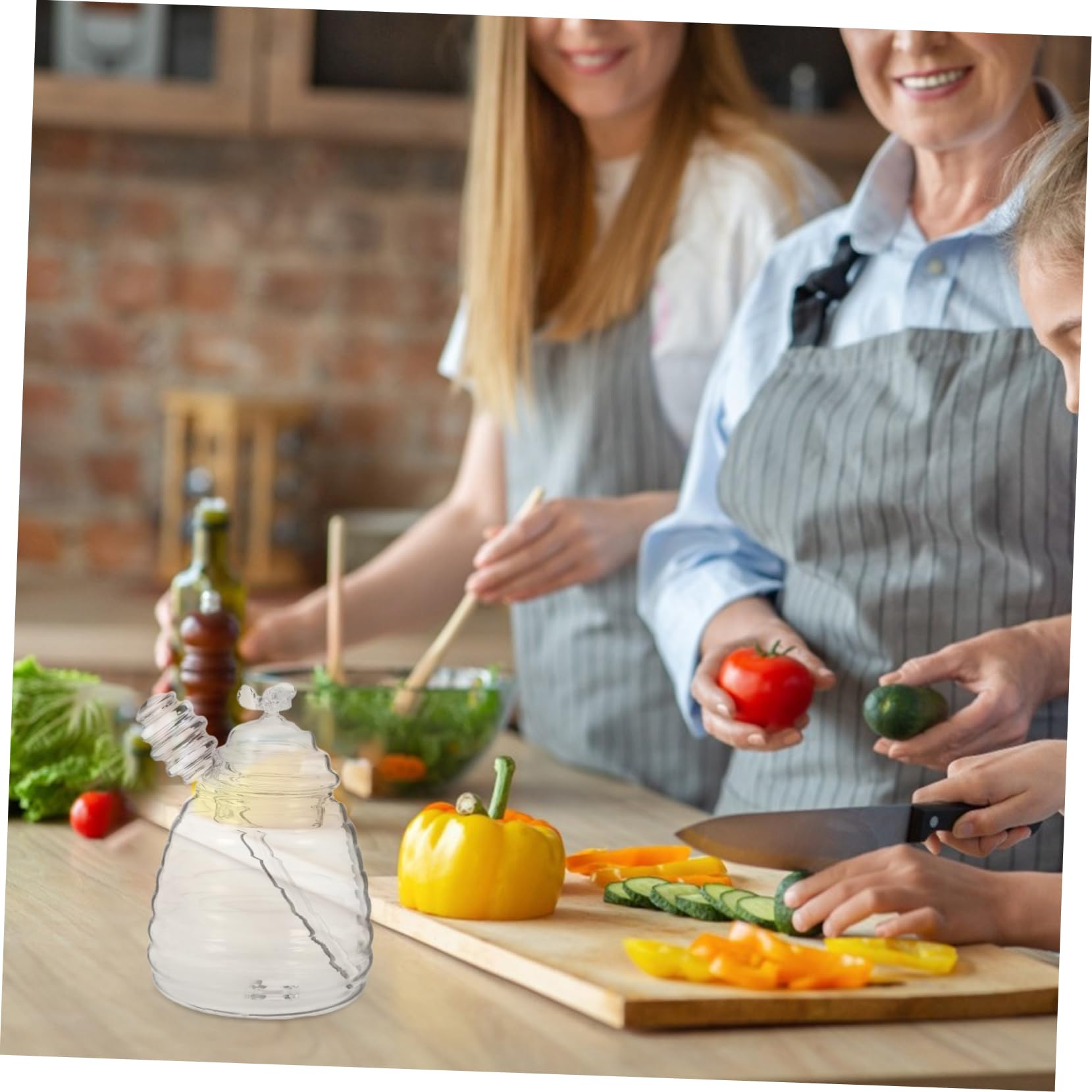 DECHOUS 1 Set Honey Pot Glass Container Honey Dish with Dippers Honey Jar with Dipper Sticks Glass Honey Jar Clear Container Honey Container with Dipper Honey Jars High re-usable