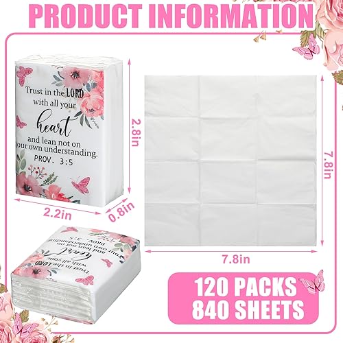 Miniatura 2 de Seajan Paquete de 120 pañuelos de tamaño de viaje bíblicos a granel de 4 capas cristiano con versículo de la Biblia, mini pañuelo facial, pequeño