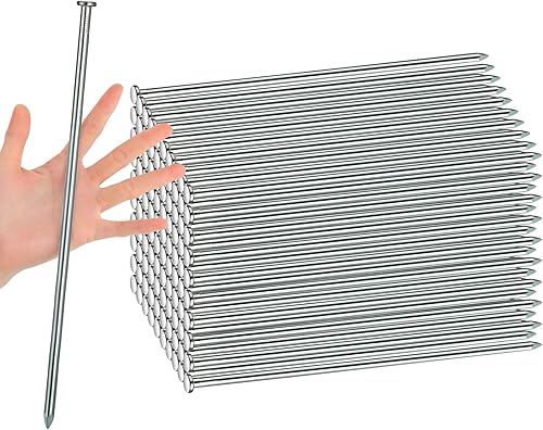 Hicarer Paquete de 100 estacas de metal de 12 pulgadas con estacas de anclaje para jardín para estacas de césped artificial, bordes de