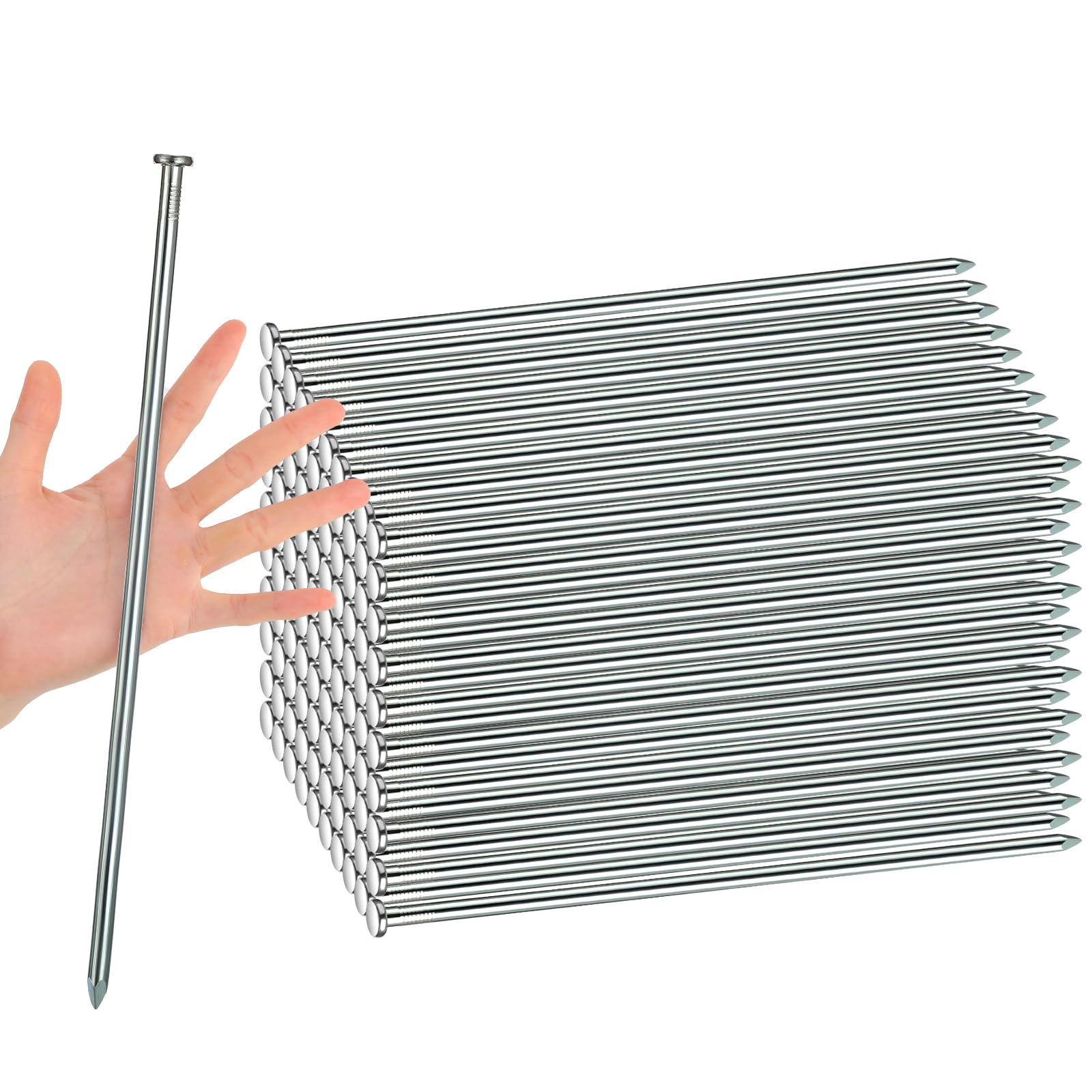 Hicarer 100 Pack 12 Inch Metal Stakes Spikes Garden Landscape Edging Anchoring Spike for Artificial Turf Stakes, Paver Edging, Weed Barrier, Tent, Camping, Carpentry