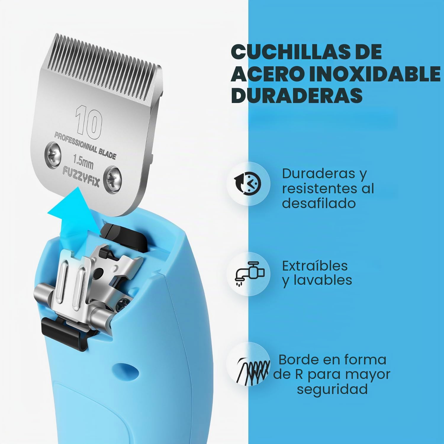 Cortapelos Profesional, Máquina de Cortar Pelo para Perros Ergonómica de 2 Velocidades, para Pelo Largo y Enmarañado, Azul