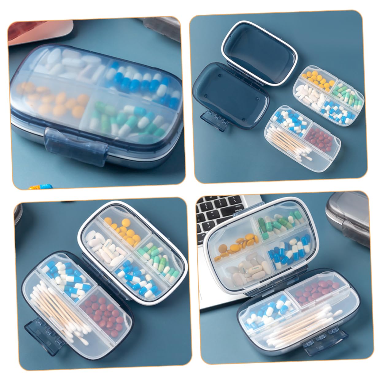 Healeved 5piezas Organizador De Pastillas Portátil y Ligero para Viajes Estuche De Medicina Compacto Diseño De Compartimentos para Almacenamiento De Tabletas y Bolso