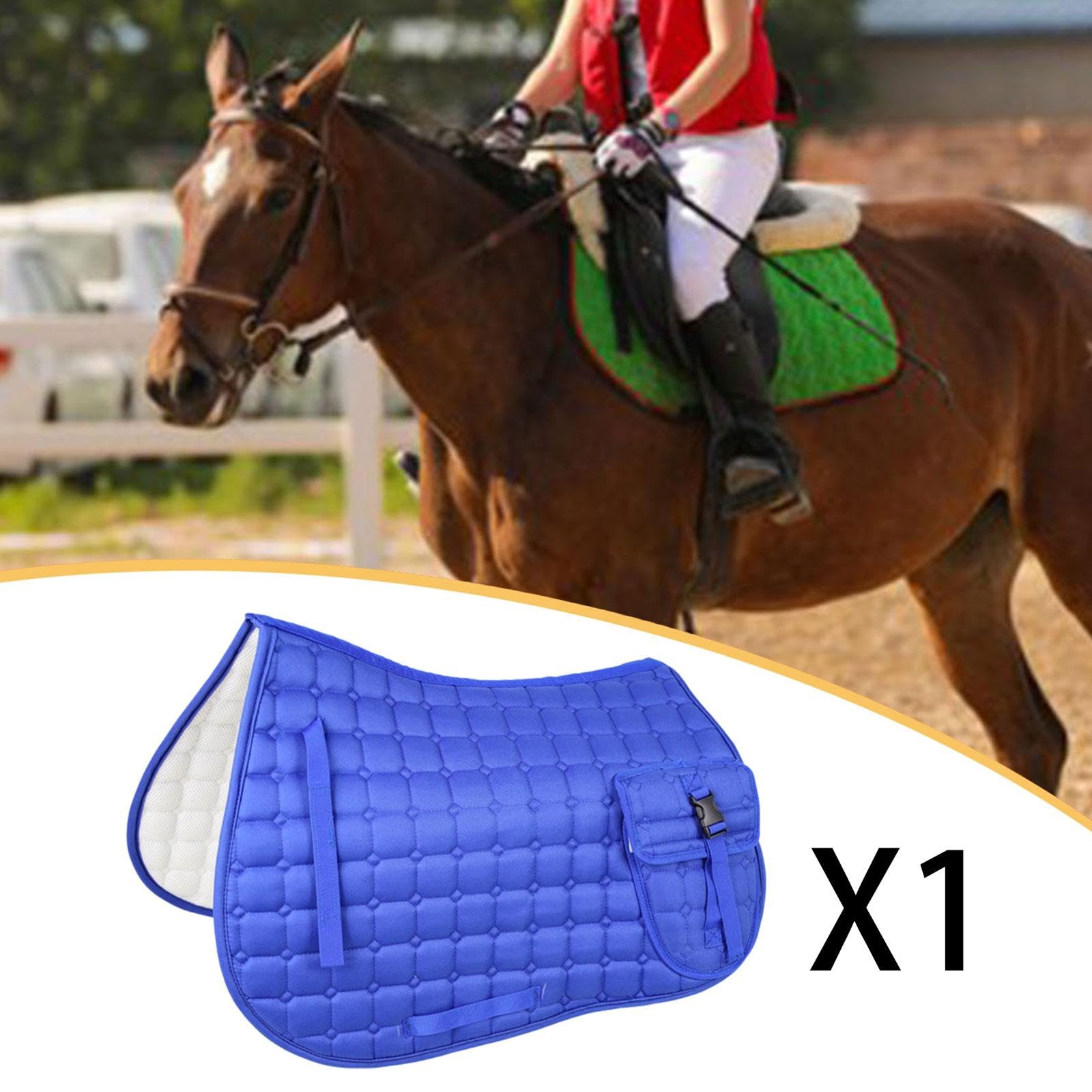 Fenteer para Silla de Montar de Caballo, Accesorio para Ecuestre, Suministros ecuestres con Bolsillo para competición, Azul