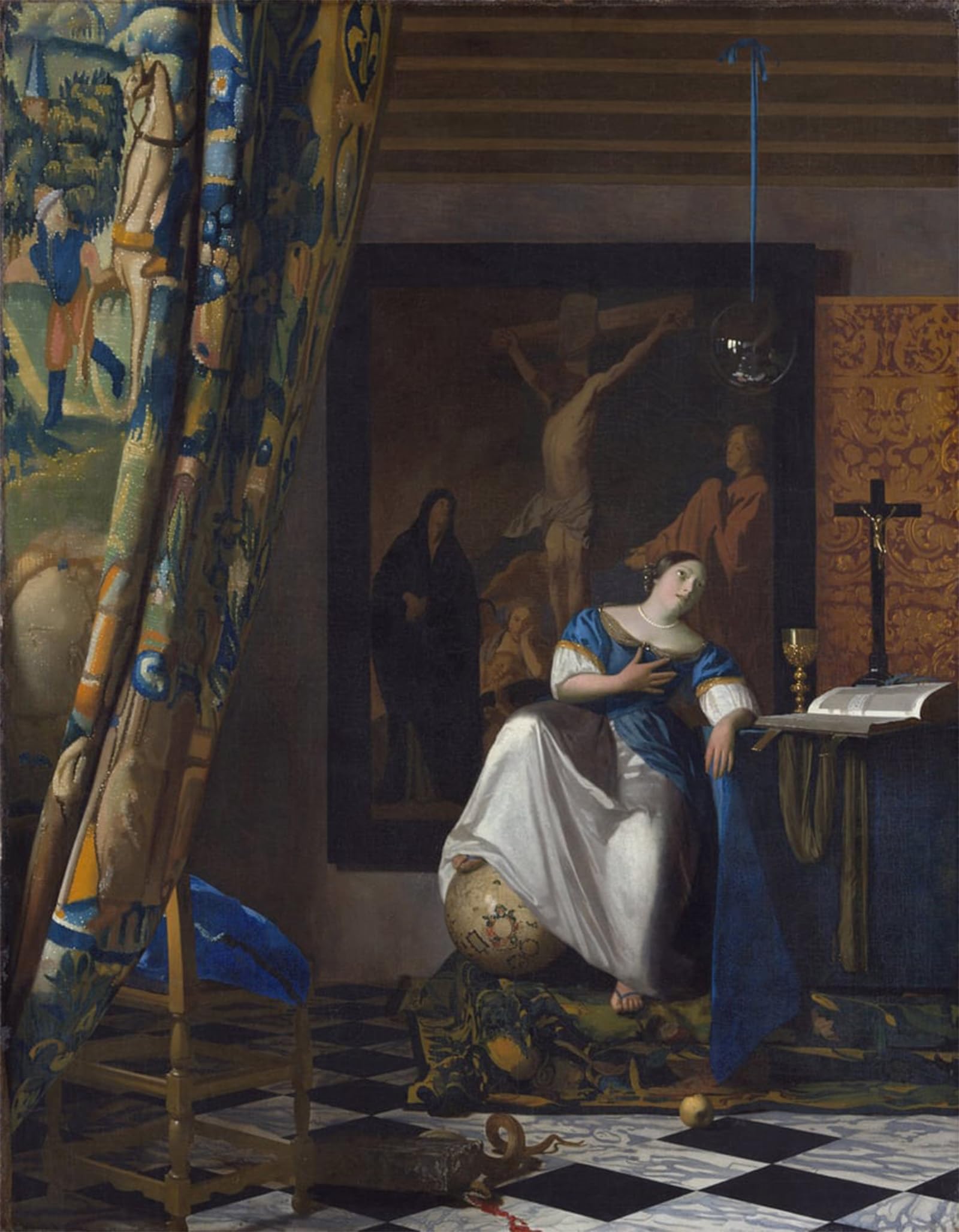 SERENDIPITP Vintage Wall Art Canvas Nordic Poster Canvas Print Picture Allegory of Faith by Jan Vermeer Wall Art Poster for Home Decor 60x90cm