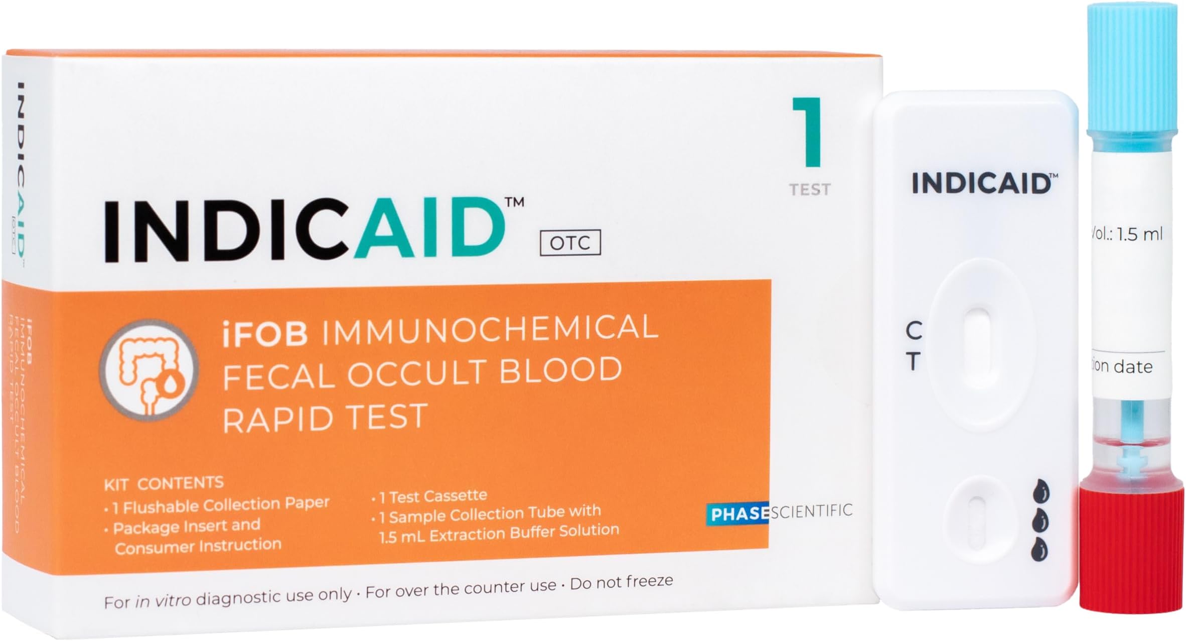 Immunochemical Fecal Occult Blood Rapid Test (iFOB), FIT Colon Test, Accurate and Easy at Home, No Prep Required (1 Pack)