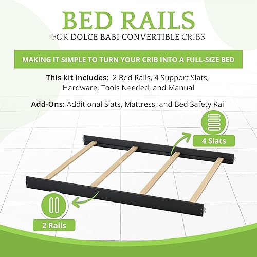 Vista 69 de CC KITS Kit de conversión de tamaño completo Rieles de cama para cunas Dolce Babi (gris paloma)