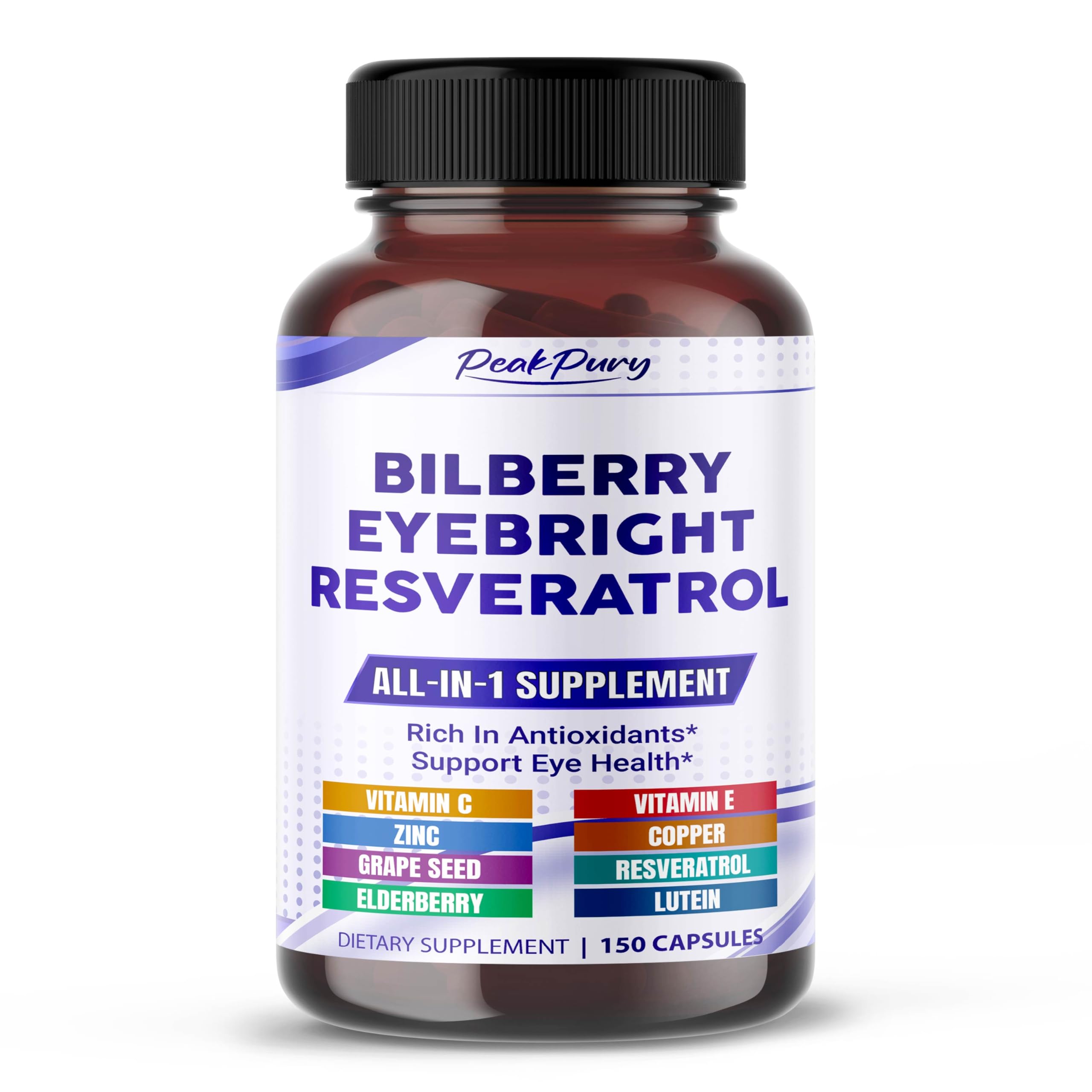 Peakpury All-in-1 Bilberry Eyebright Astaxanthin Supplement bottle