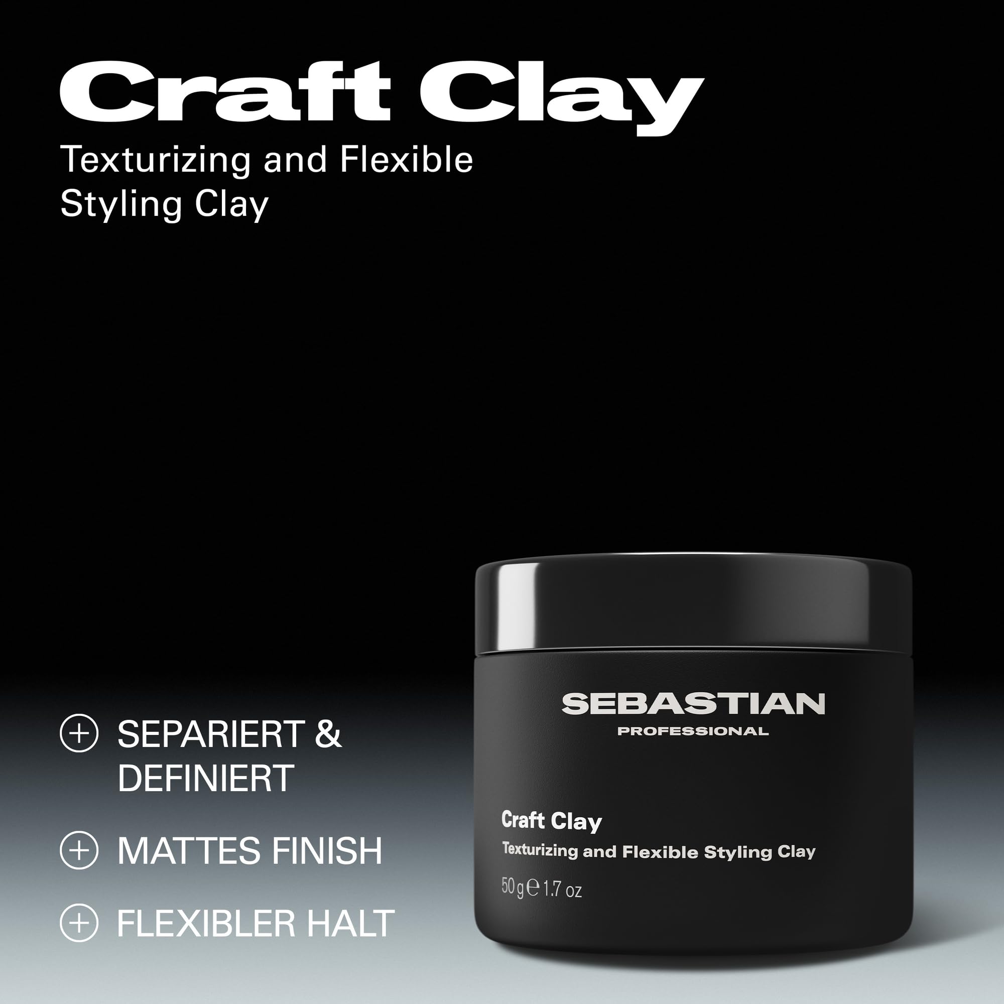 Sebastian Professional Craft Clay Texturizing & Flexible Styling Clay – Mattes Haarwachs - definiert Textur, verleiht Volumen & flexiblen Halt, ideal für kurze & mittellange Haare - 50 ml