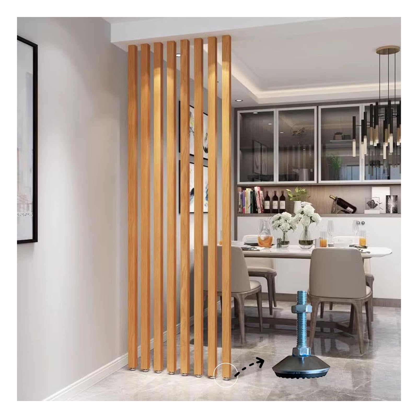 Ceiling to Floor Partition Post Room Dividers,Adjustable,Hallway Stairs Floor to Ceiling aluminum Slat Room Divider Post,for Entrance Restaurant Office Decor Column(7-pcs,200cm/78.7in/6.56ft)