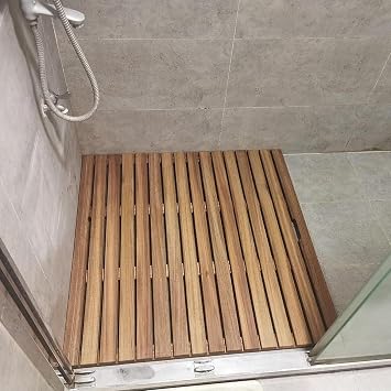 Large Bath Mats Slated Platform, Waterproof Teak Wood Shower Mat for Bathroom Floor/Inside/Outside 76x92cm/30x36in - 30-100cm