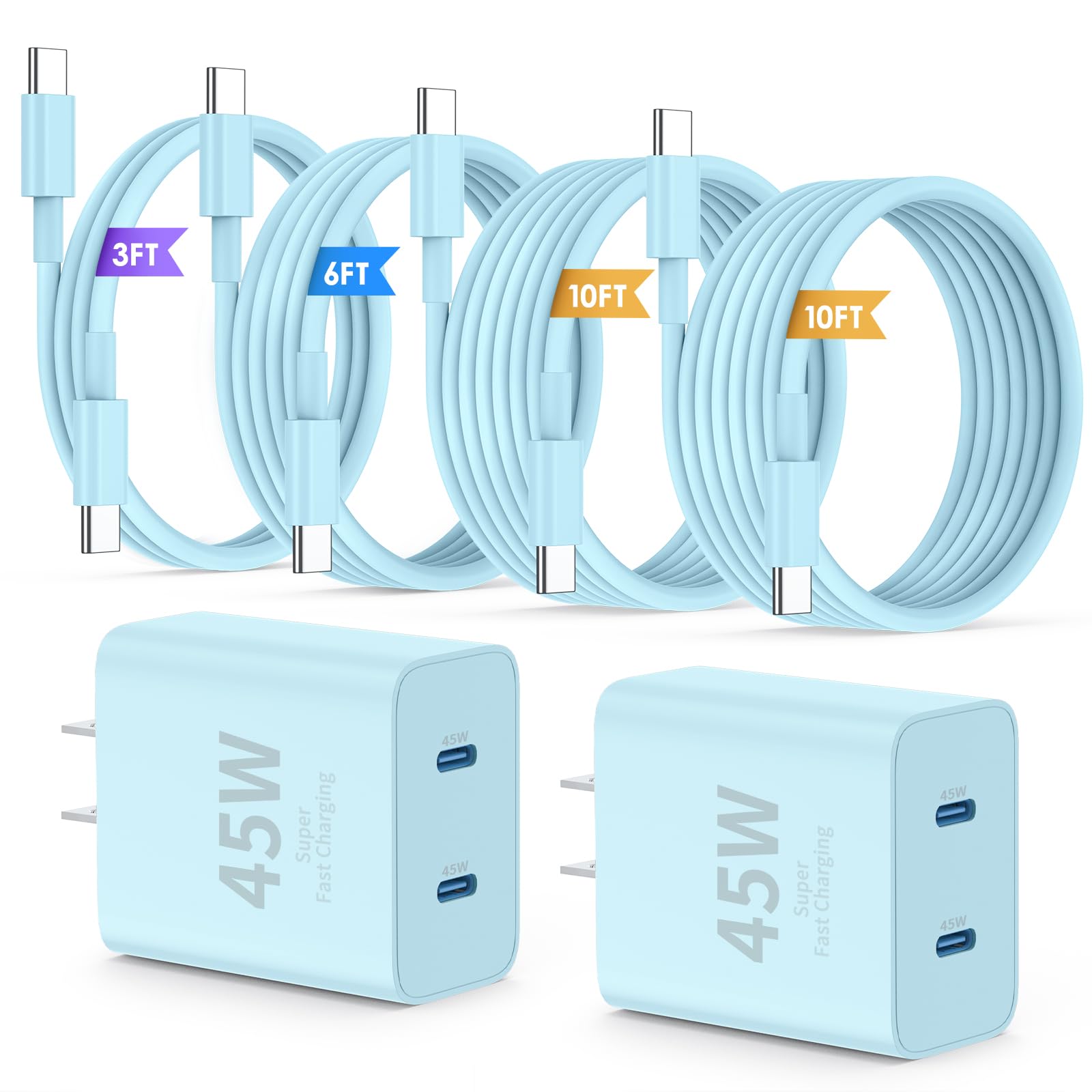 QZIIW iPhone 17 16 18 Pro Max Fast Charger,45W Dual Port USB C Fast Charger