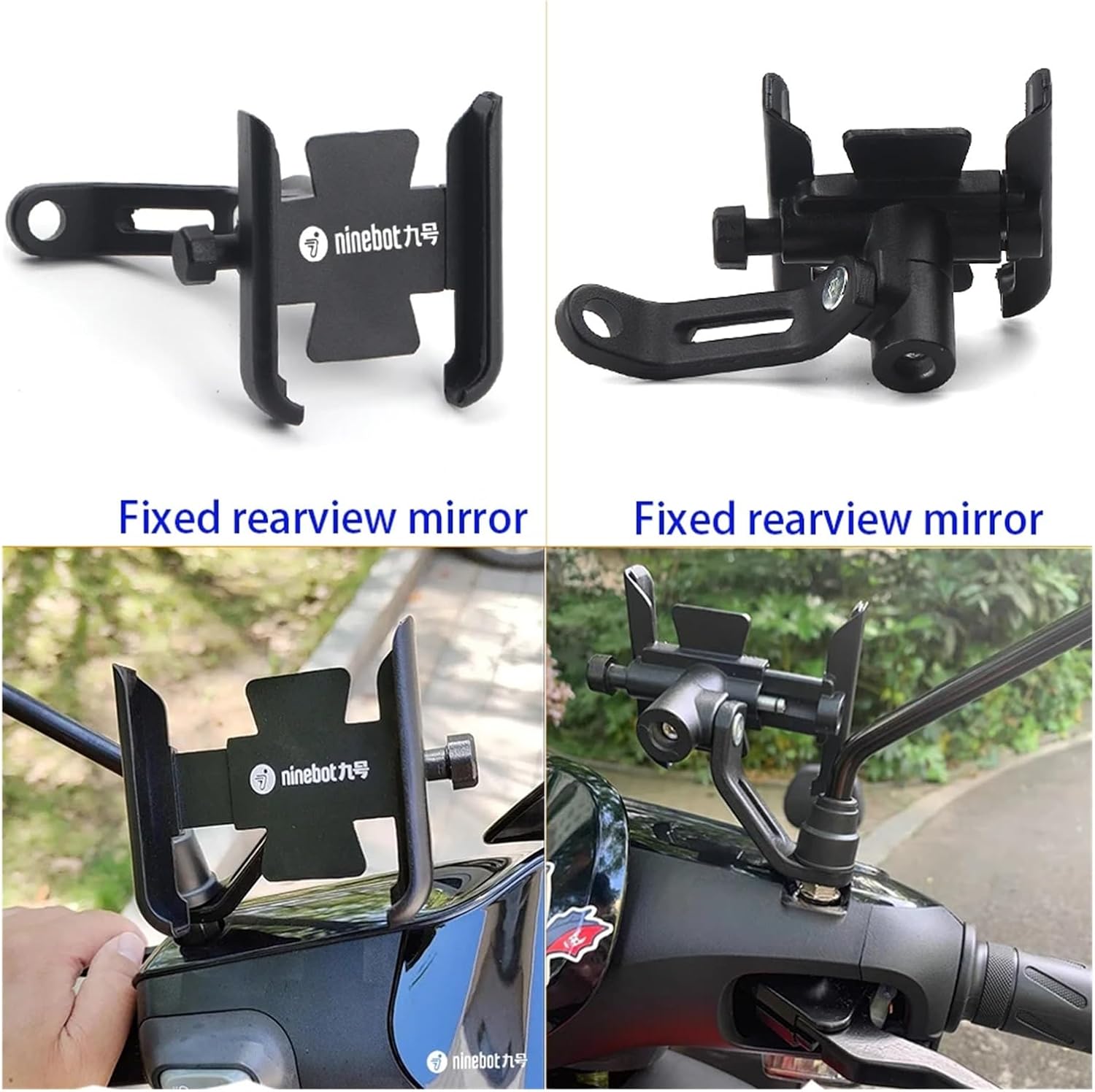 for (Ninebot) No.9 Electric Skateboard Accessories Handlebar GPS Stand Bracket Mobile Phone Holder(Black mirror holder)