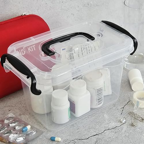 Miniatura 4 de Juego de 6 cajas de almacenamiento de plástico, contenedor pequeño con tapa, transparente, 1,5 L