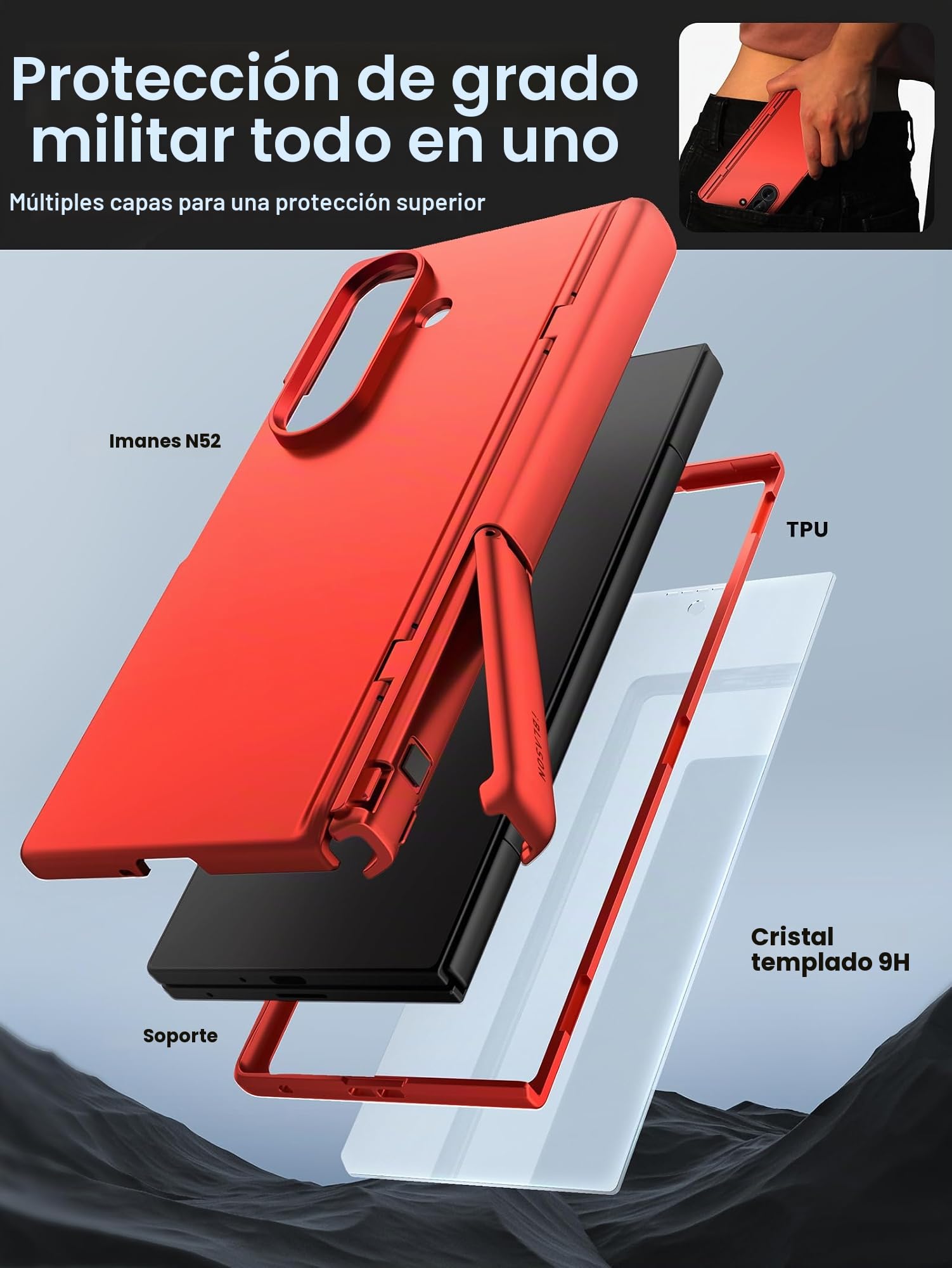 i-Blason Funda para Samsung Galaxy ZFold 7 [Cosmo] con Soporte MagSafe y Soporte para Bolígrafo S [Protector de Pantalla de Vidrio Templado Integrado] Magnética Case (Rojo)