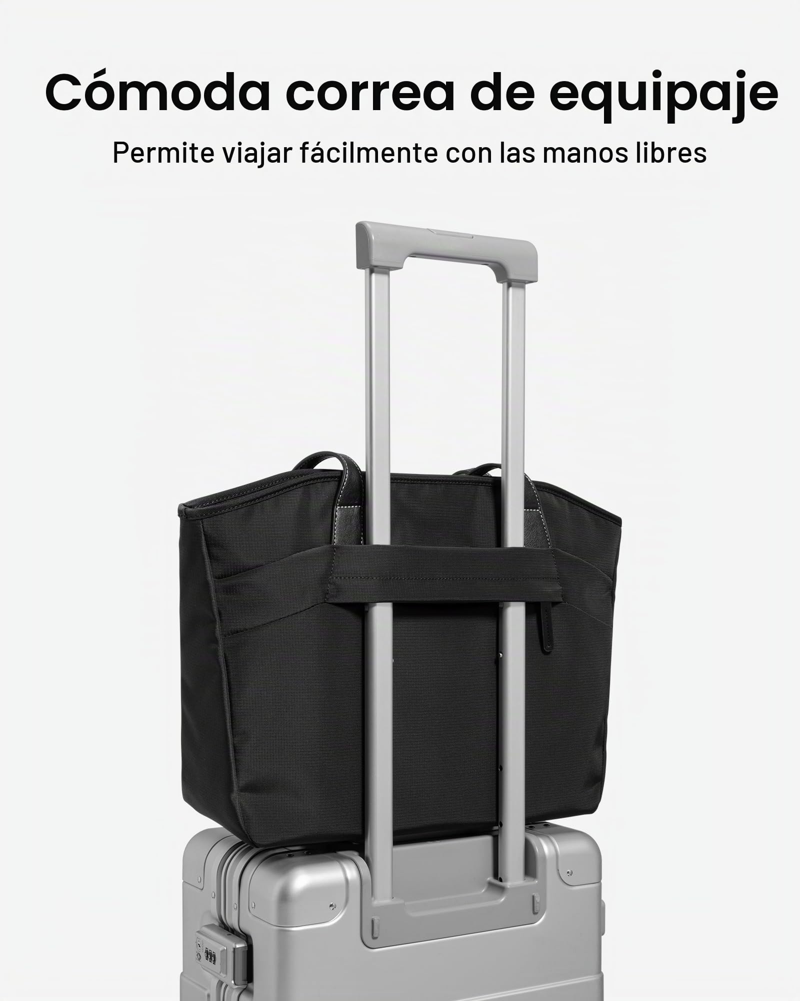 tomtoc Bolso Tote Bag de Trabajo para Mujer, 18L Bolso Bandolera Mujer Grande, Bolso Portatil para MacBook de 16 Pulgadas, Bolso de Mano de Mujer para el Ttrabajo, Viaje, Universidad, Regalo, Negro
