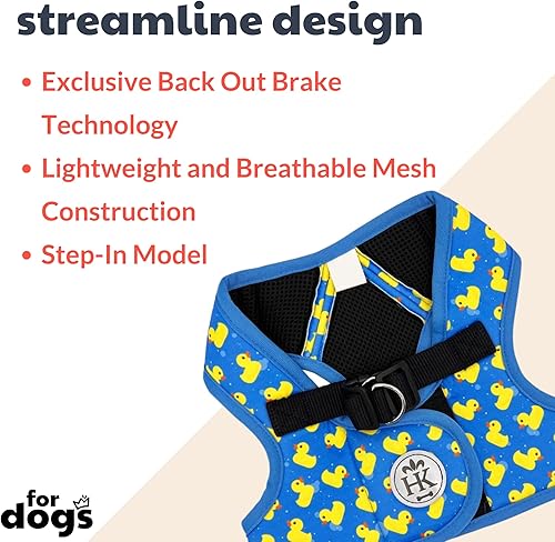 Miniatura 2 de Huxley & Kent Hudson Harness  Lucky Ducky (pequeño, 10-15 libras)  Arnés de malla fácil de controlar para perros con tiras reflectantes para