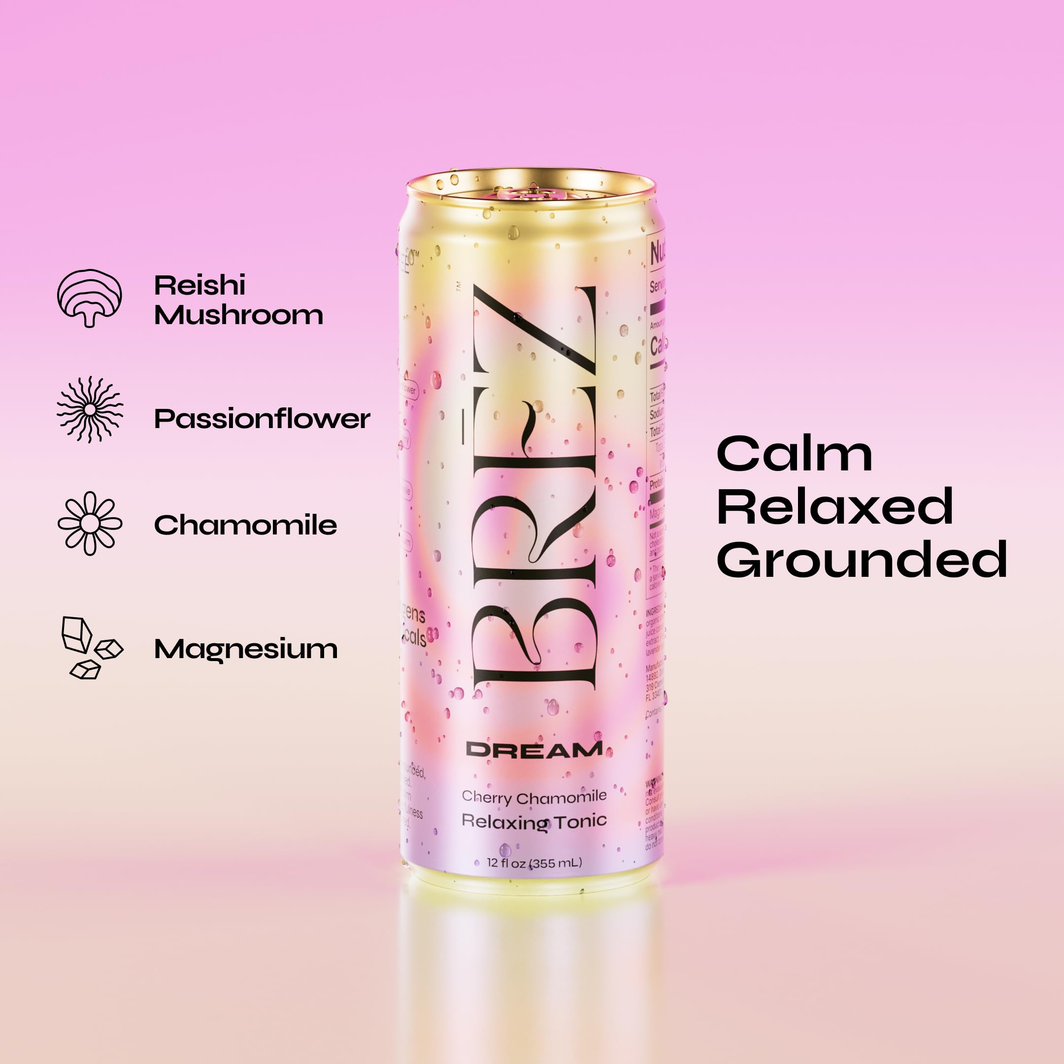 BRĒZ Dream Reishi Mushroom Drink, Non-Infused Sparkling Tonic, 8 Pack — Amazon image 2