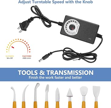 Toolly Electric Mini Pottery Wheel, Small Pottery Wheel, Adjustable Speed Pottery Wheel Forming Machine with Tray