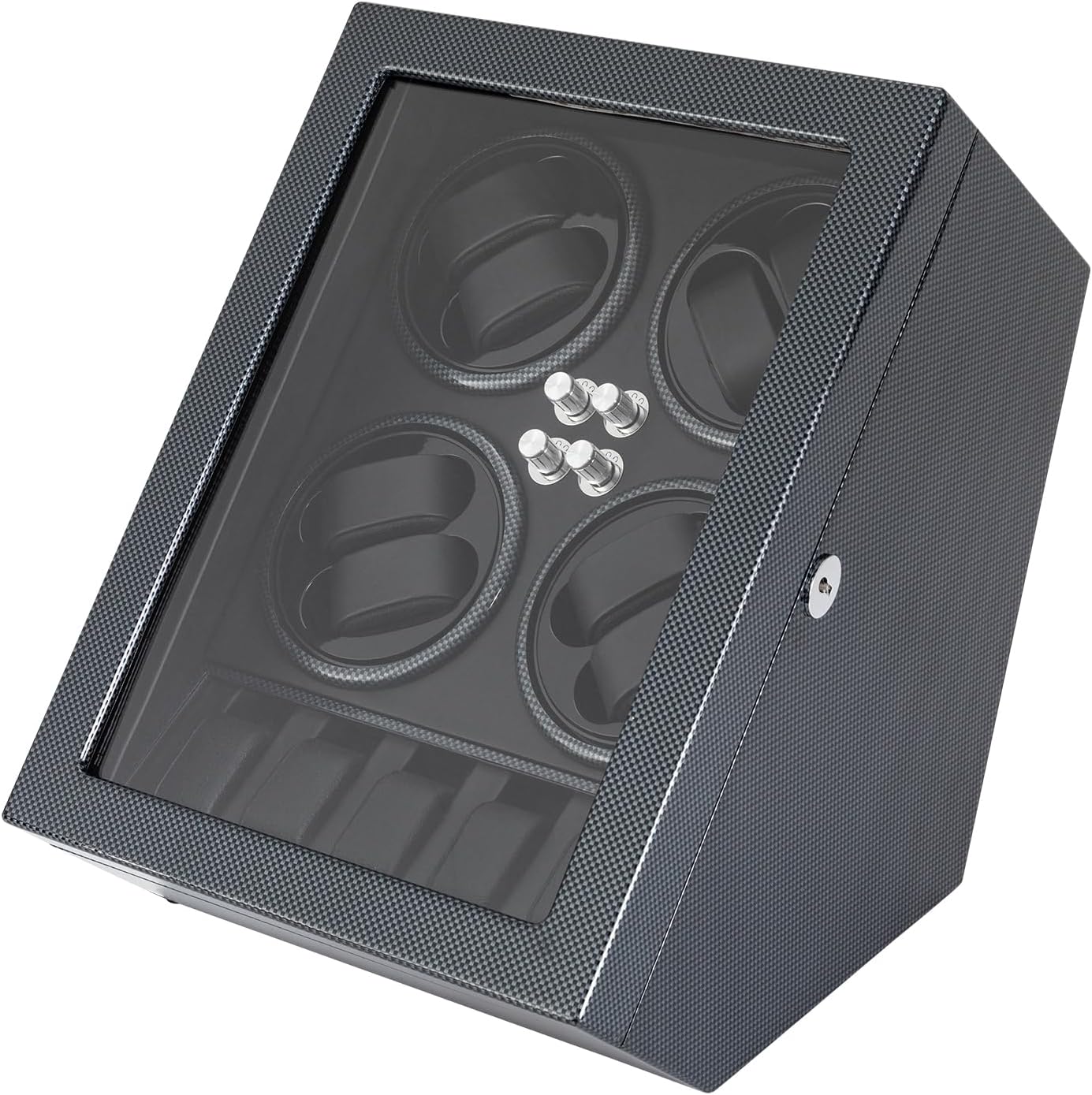 Watch Winder, Automatic Rotation 8 Watch Winder Box Soft Flexible Watch Pillows with 5 Display Storage Spaces 8 Winding Spaces with Built-in Illumination for Living Room Office Shop