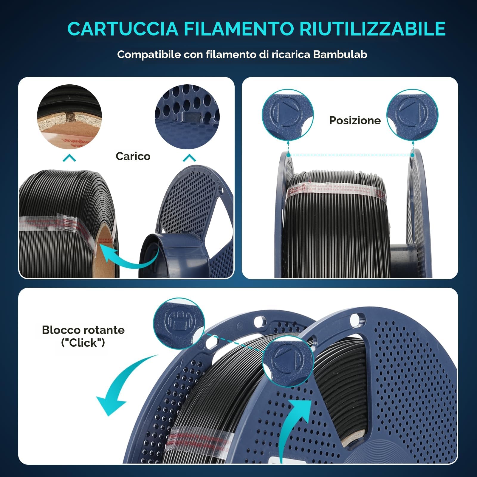 SUNLU Pacchetto di 4 kg di filamento PLA+2.0, filamento per stampante 3D PLA+ 1,75 mm, più resistente e forte, 1 kg per bobina, 4 kg in totale, nero+bianco+grigio+quercia (legno)