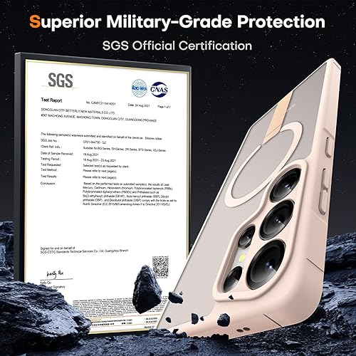 Vista 60 de Funda TOCOL [Paquete de 1+2] diseñada para Samsung Galaxy S22 Ultra, con 2 protectores de lente de cámara, parte trasera dura mate translúcida