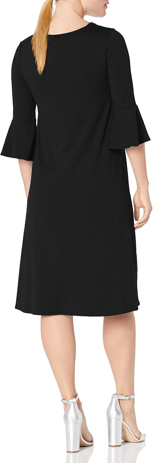 Star Vixen Women's Petite Modest Soft Knit Bell-Sleeve Midi-Length Dress - Image 2