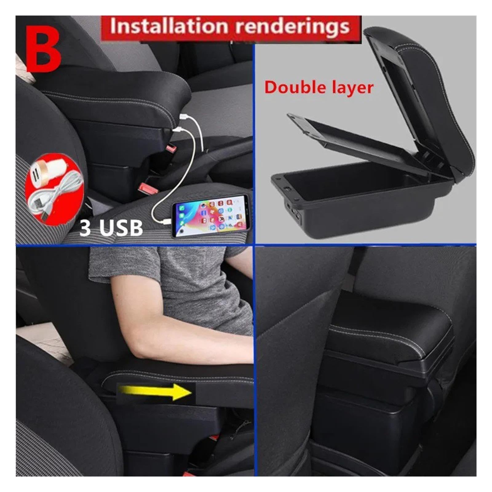 Para Terrano 3 Caja Reposabrazos Coche Accesorios Superficie Curva