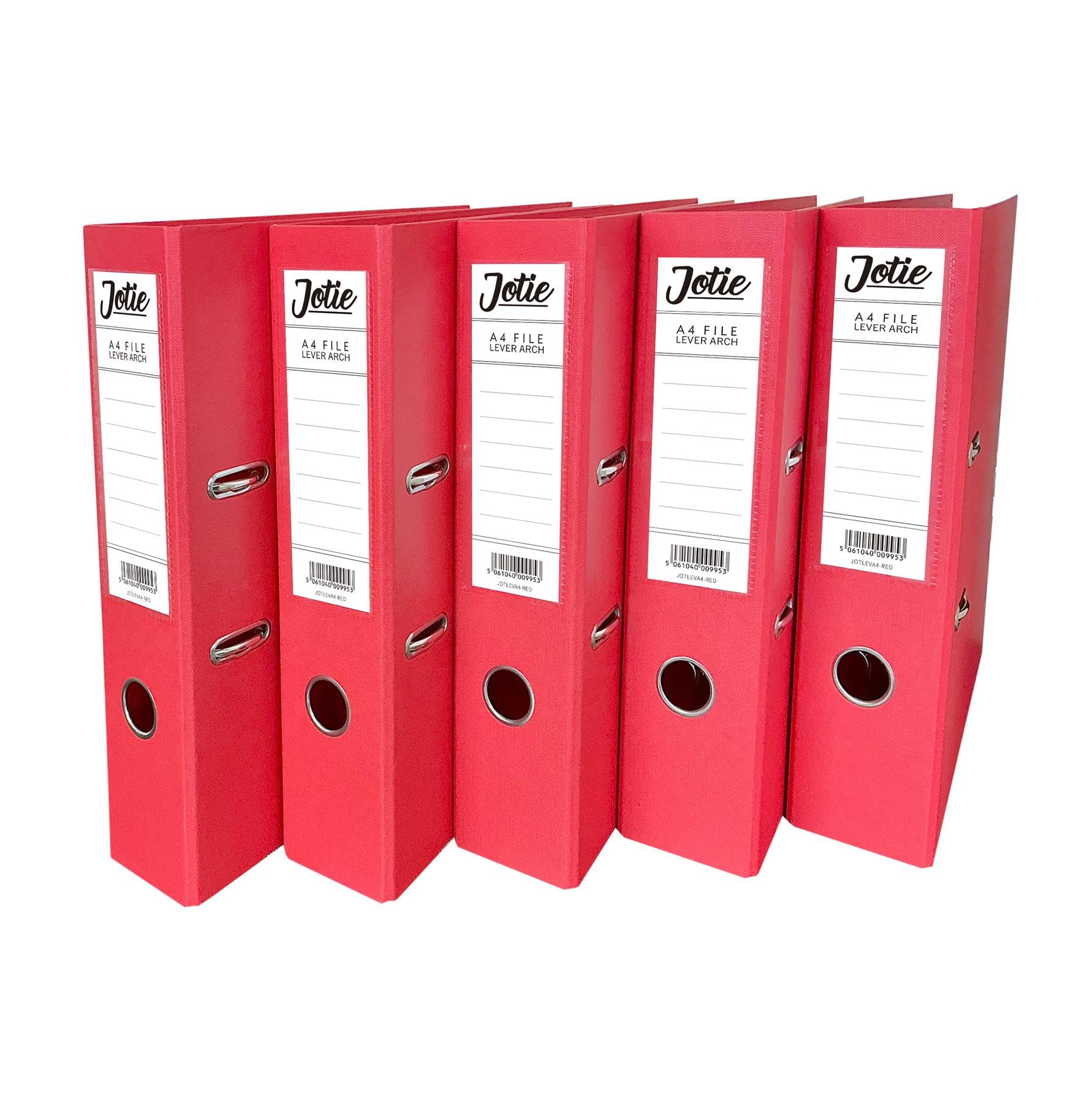 Set of 5 Red A4 Lever Arch Files for Paperwork A4 Folders with 70mm Spine, Thumb Ring & Elegant Anti-Spill Cover | Large Ring Binders | File Storage & Office Supplies