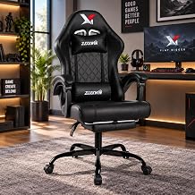 Gaming Chair for Adults with Footrest, Pocket Spring &amp; Reclining Backrest