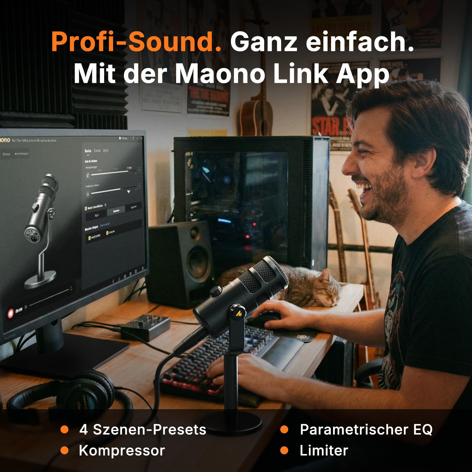 MAONO PD100 Gen2S USB/XLR Dynamisches Mikrofon für PC, 192kHz/24bit Studio-Klang, Mute-Taste, Echtzeit-Monitoring, Metallgehäuse, inkl. USB- & XLR-Kabel, Komplettset für Podcast, Streaming, Homeoffice