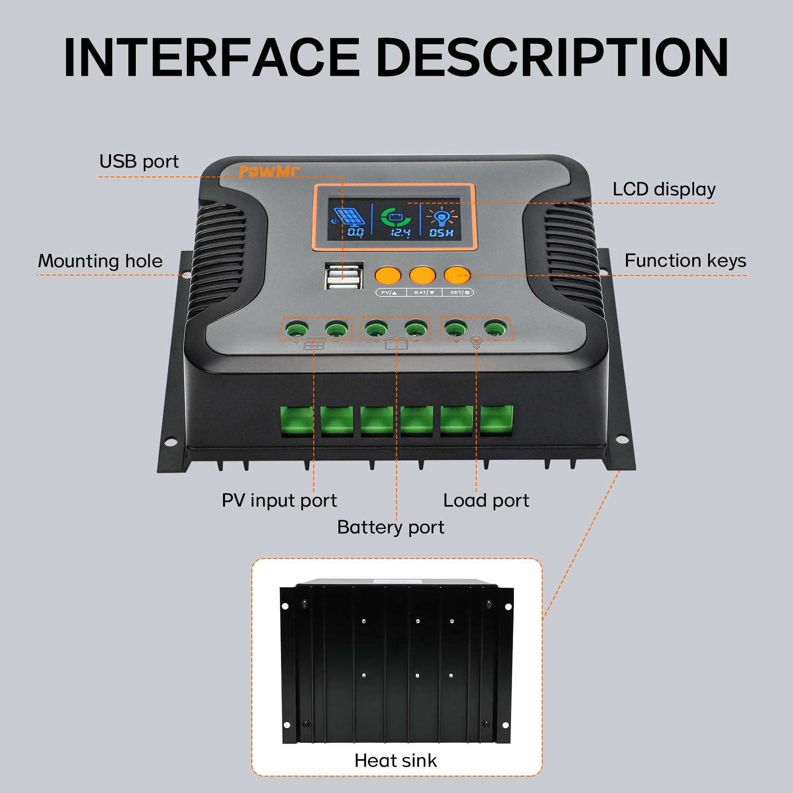 PowMr Controlador de carga solar PWM de 30 A, 12 V, 24 V, 36 V, 48 V automático, pantalla LCD y salida USB dual, apto para AGM, gel, FLD, batería de plomo y litio. Versión actualizada