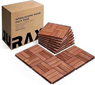 Premium Interlocking Deck Tiles, 10 PCs 12”x12” Snap Together Patio Floo...