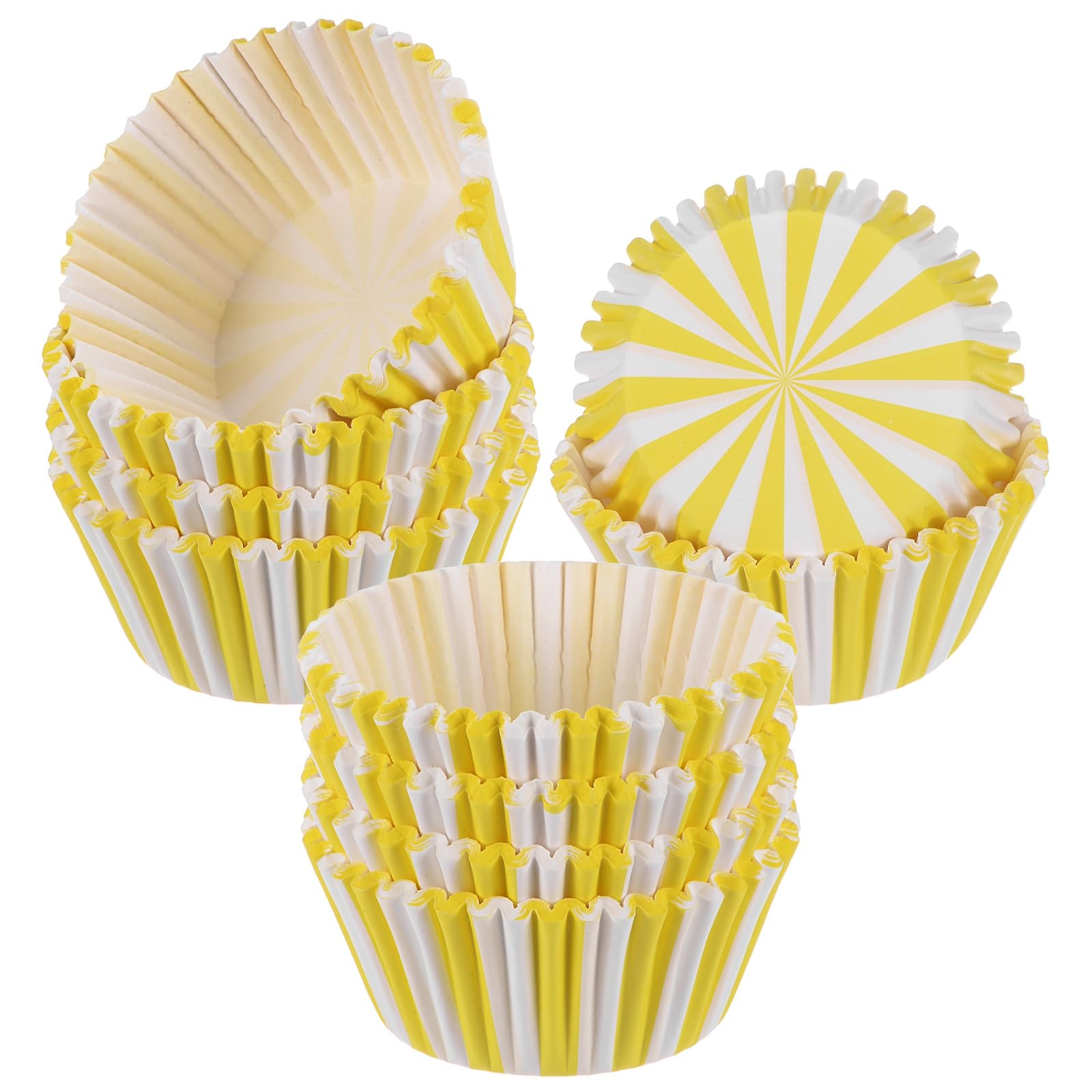 M METERXITY 200-Pack Standard Cupcake Liners for Baking, Greaseproof Cupcake Wrappers for Wedding/Birthday/Party/Christmas[Yellow/White]