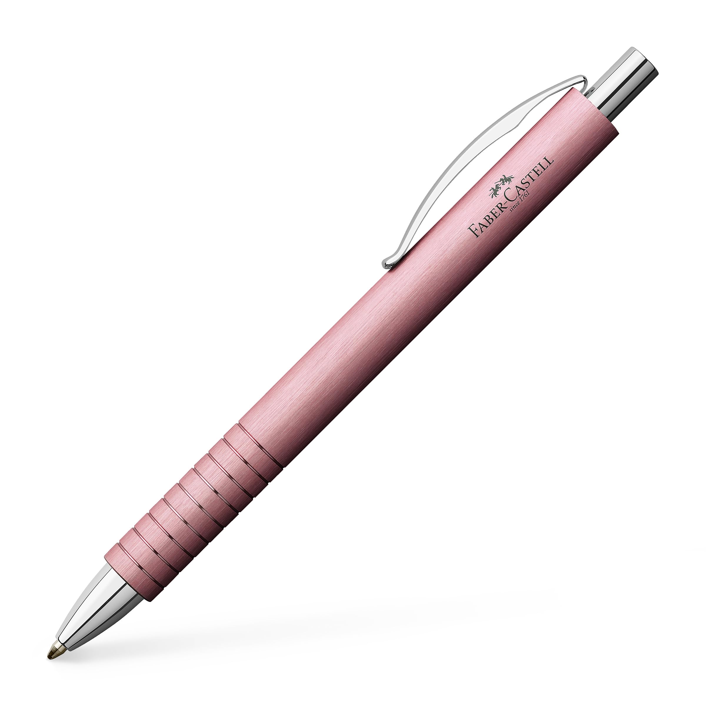 FABER-CASTELL 202188 Essentio - Set de regalo de aluminio rosa con pluma estilográfica, bolígrafo y estuche para bolígrafos
