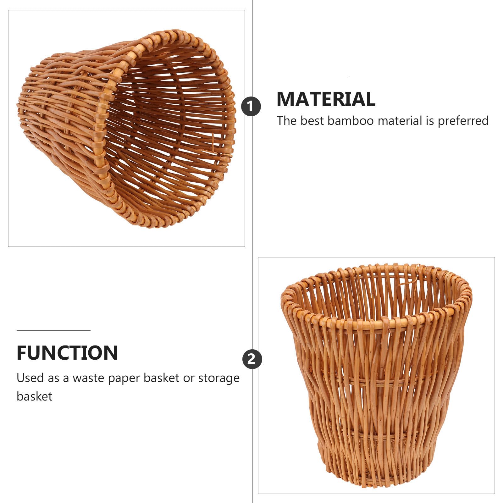 Genérico Cubo de Basura de Mimbre Beige Multiusos para Baño y Cocina, Fácil de Usar, Diseño Delicado y Aspecto Elegante para Almacenamiento Ecológico