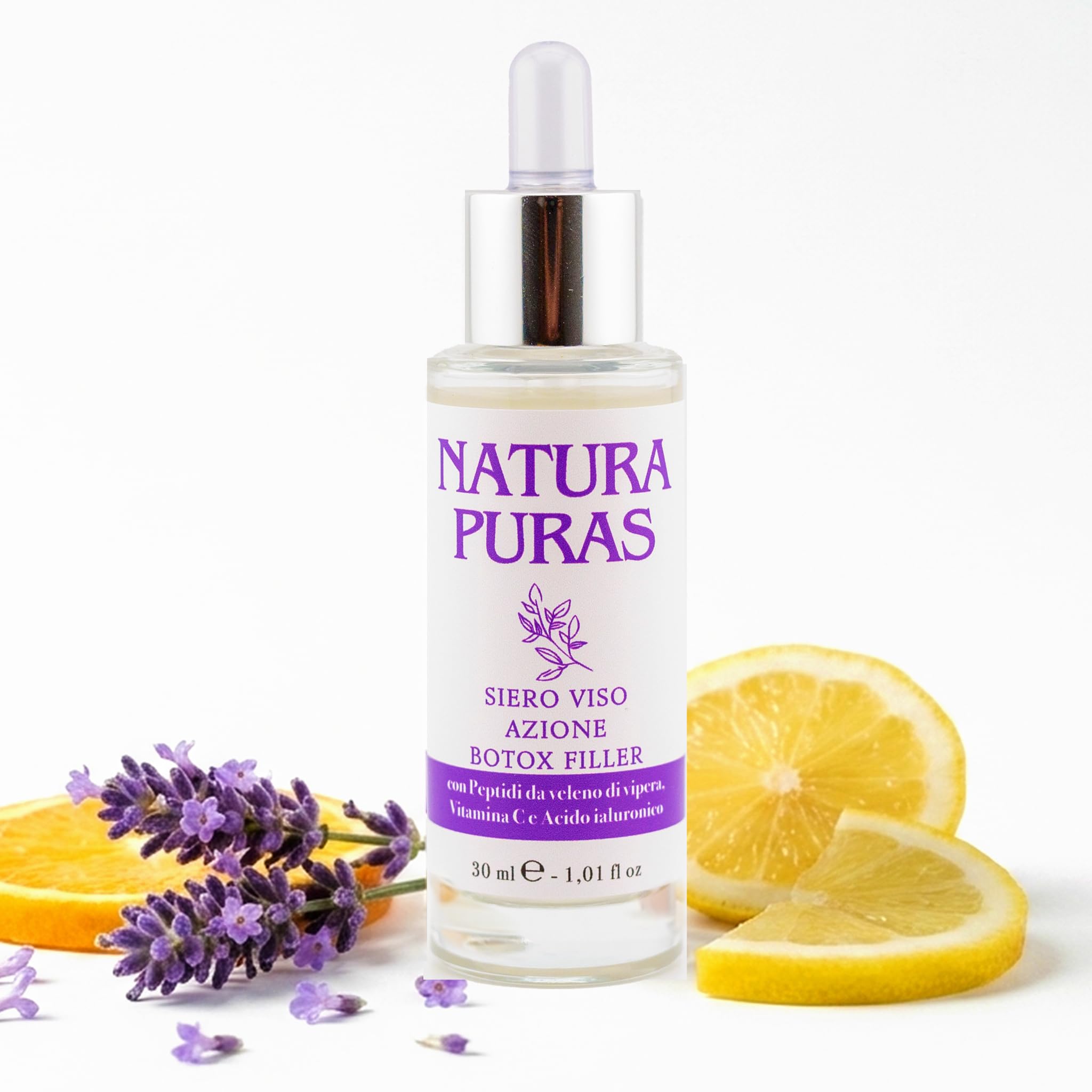 Siero Viso Antirughe Veleno di Vipera 30ml NaturaPuras | Acido Ialuronico Triplo, Vitamina C, Effetto Botox Lifting Istantaneo, Peptidi Biomimetici, Made in Italy