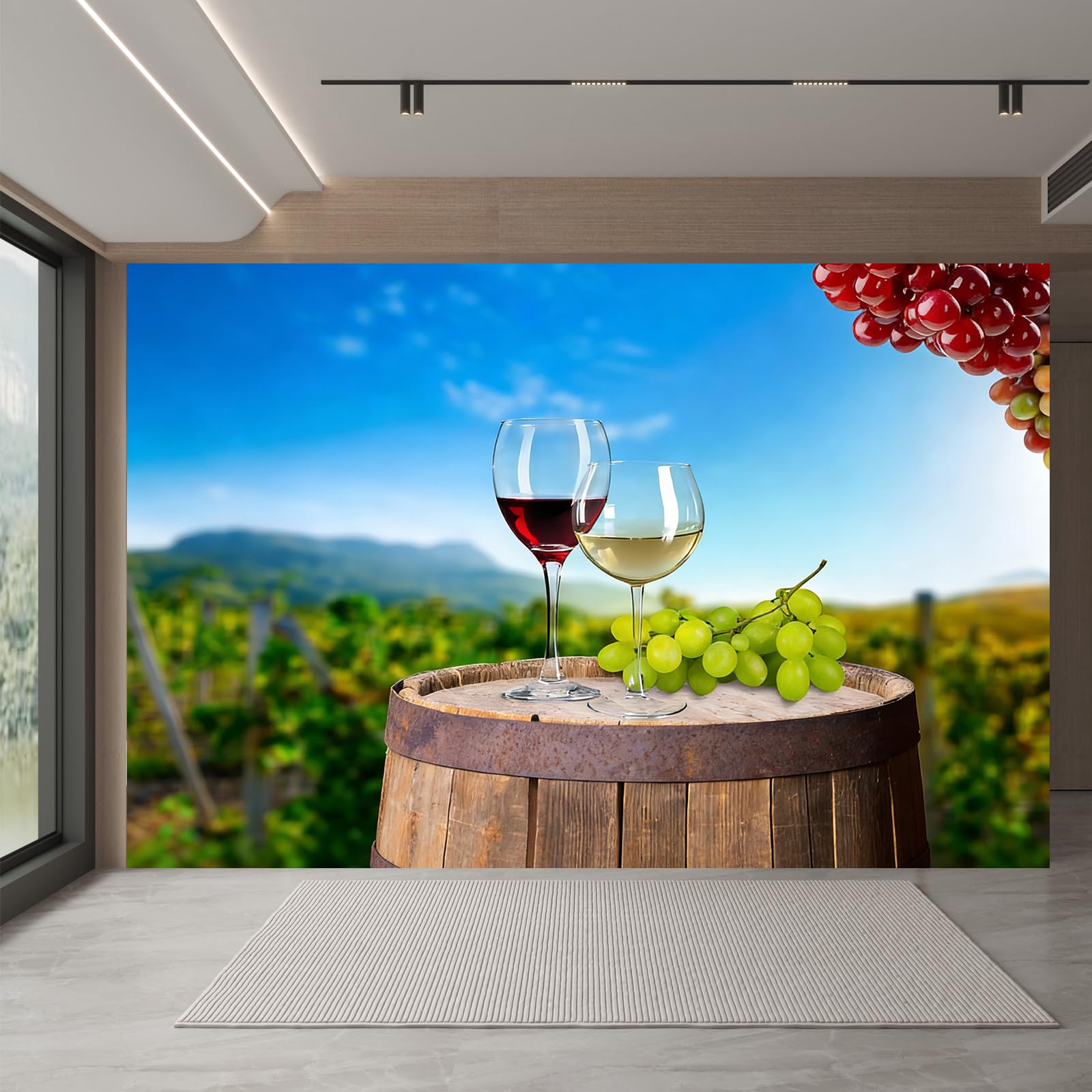 Carta da parati effetto 3D Vino 350 x 256 cm Murale Non Tessuto Stile Pastorale Fotomurale Stampa HD Moderna Poster Per Soggiorno E Camera Da Letto Design 1M3963