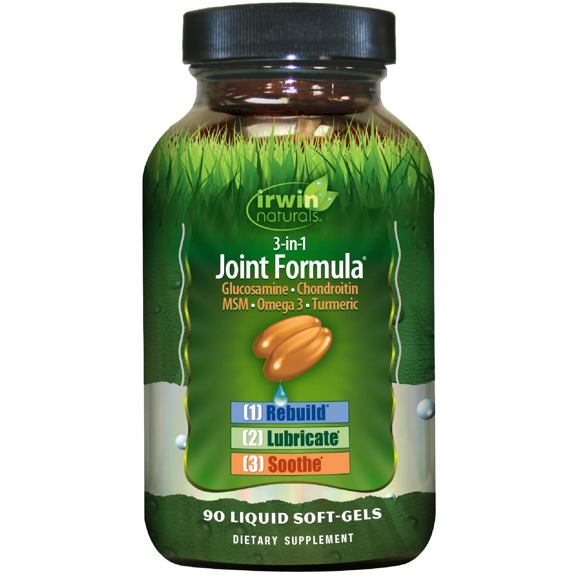 3-in-1 Joint Formula - Powerful Joint Support Supplement with Glucosamine, Chondroitin, Turmeric & Boswellia - 90 Liquid Softgels