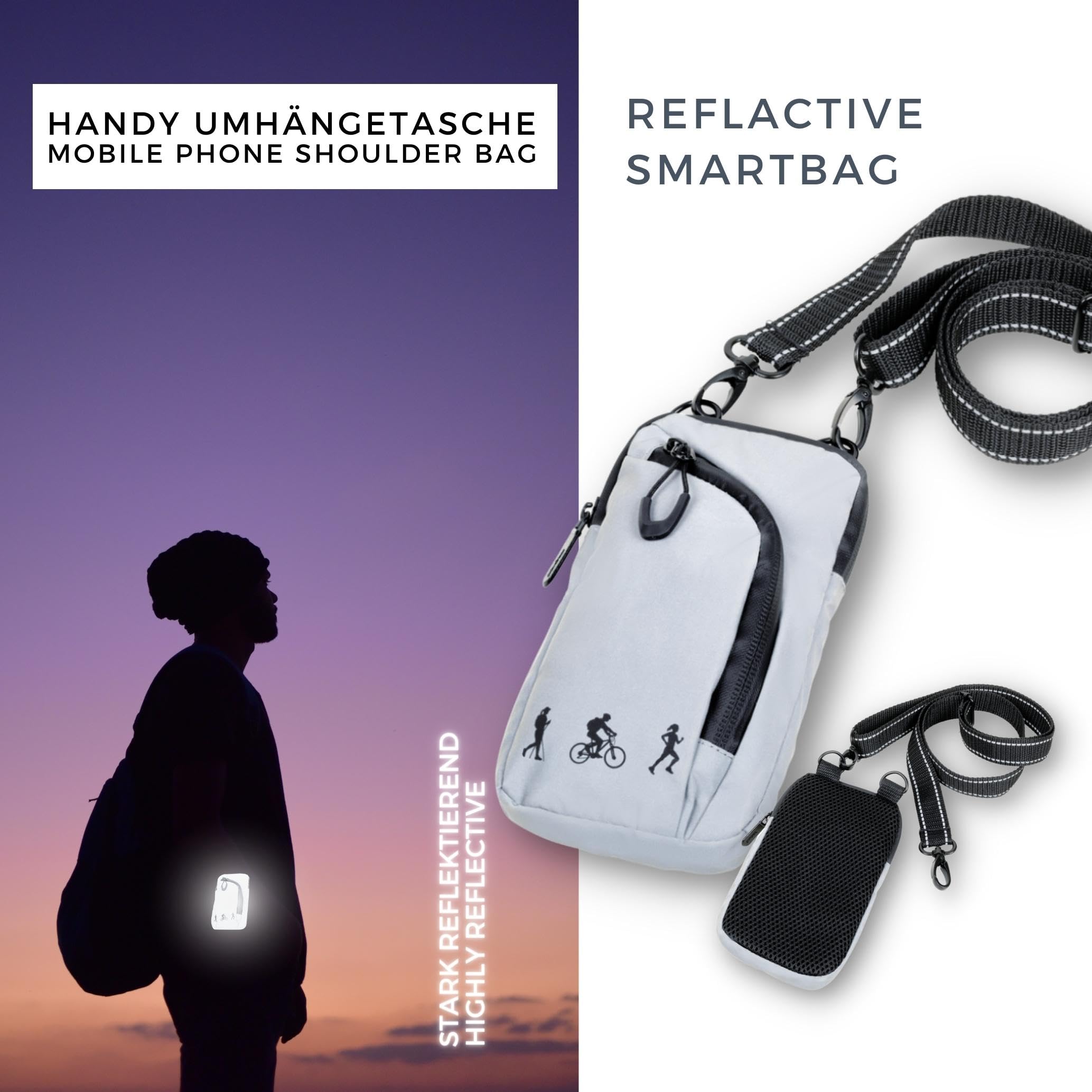 TROIKA Black Smartbag Borsa A Tracolla Per Smartphone – Scomparto Grande, Zip Idrorepellenti, Moschettoni In Metallo