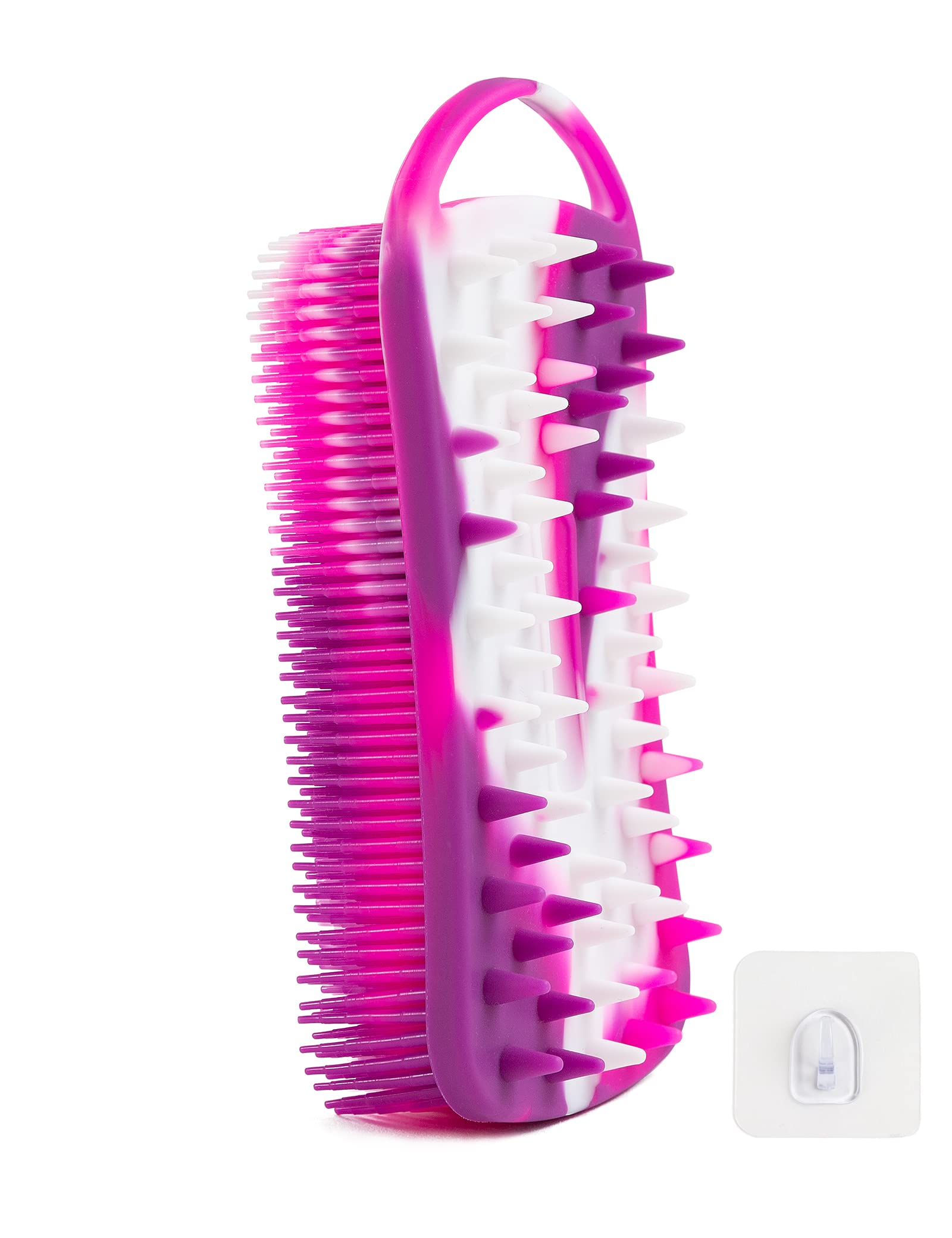 Silicone Exfoliating Body Scrubber Loofah Silicone Scalp Massager Shampoo Brush Soft Body Scrubbers for Use in Shower Lathers Well Easy to Clean 2 in 1 BSROLUNA (1 Pack Camouflage Purple)