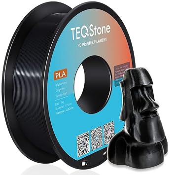 TEQStone Silk PLA Filament 1.75mm Black 1KG Spool, Consistent Diameter +/-0.02mm 3D Printer Filament Vacuum Packaging