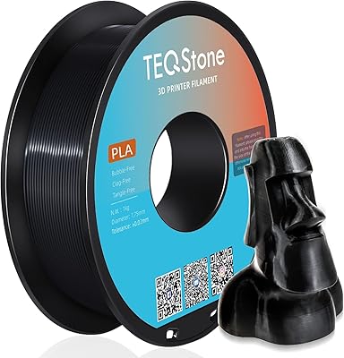 19 – TEQStone Silk PLA Filament 1.75mm Black 1KG, Shiny High Gloss Finish, Perfectly Wound, Accuracy +/-0.02mm 3D Printer Filament Vacuum Packagi…