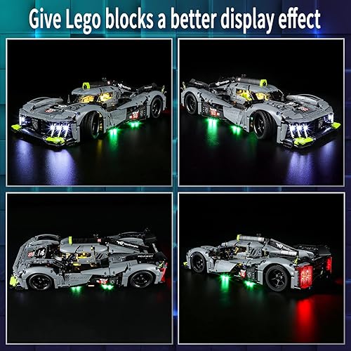Miniatura 5 de Vaodest Luz LED para Lego Technic 42156 Peugeot 9X8 24H Le Mans Hybrid Hypercar, diseño y configuración compatible con el modelo 42156 (solo luz