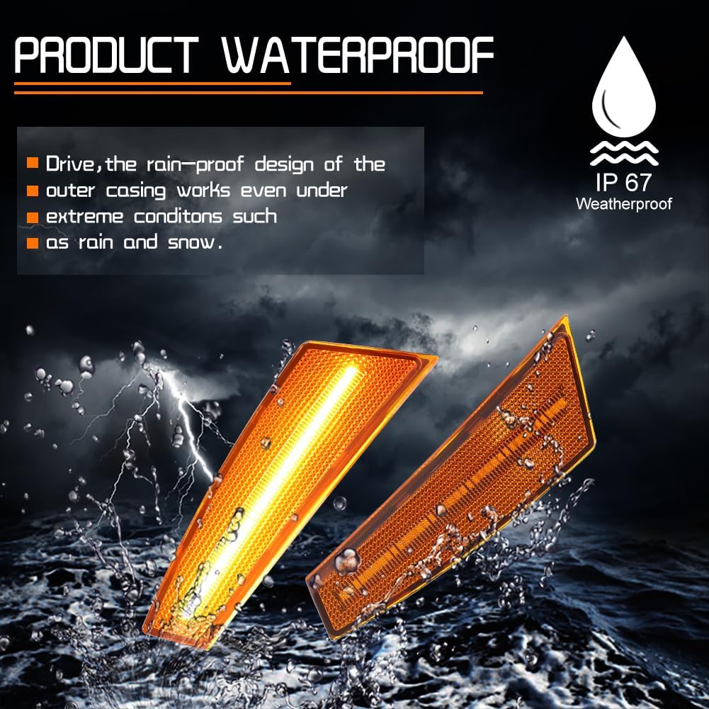 For 2008 2009 2010 2011 2012 Jeep Liberty Front Bumper side Marker Lights Amber Led Amber Lens 57010214AC, 57010213AC