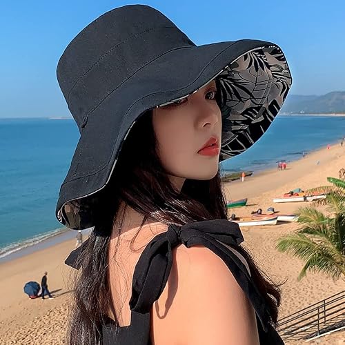 Miniatura 5 de Sombreros reversibles florales para el sol, protección UV, con protección UPF y ala ancha y correa de barbilla para mujer