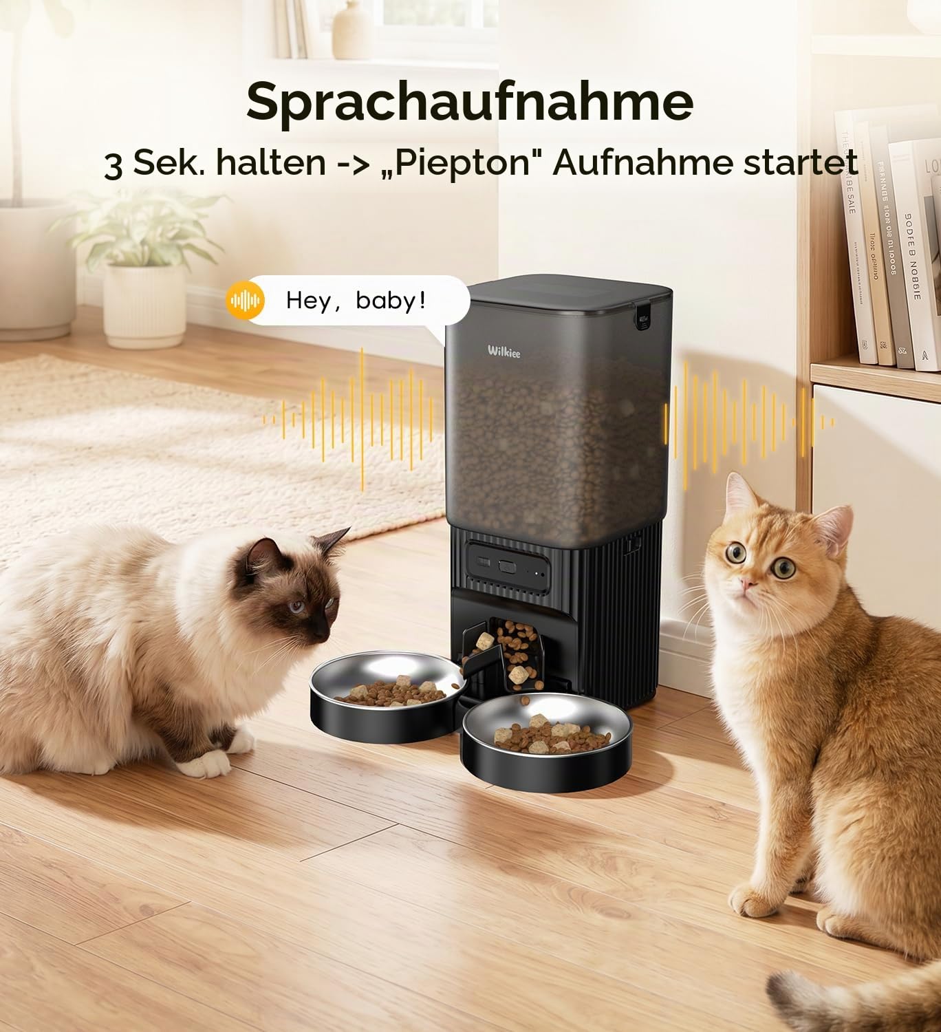 Futterautomat Katze 2 Näpfe 7L mit APP, Automatischer Futterspender